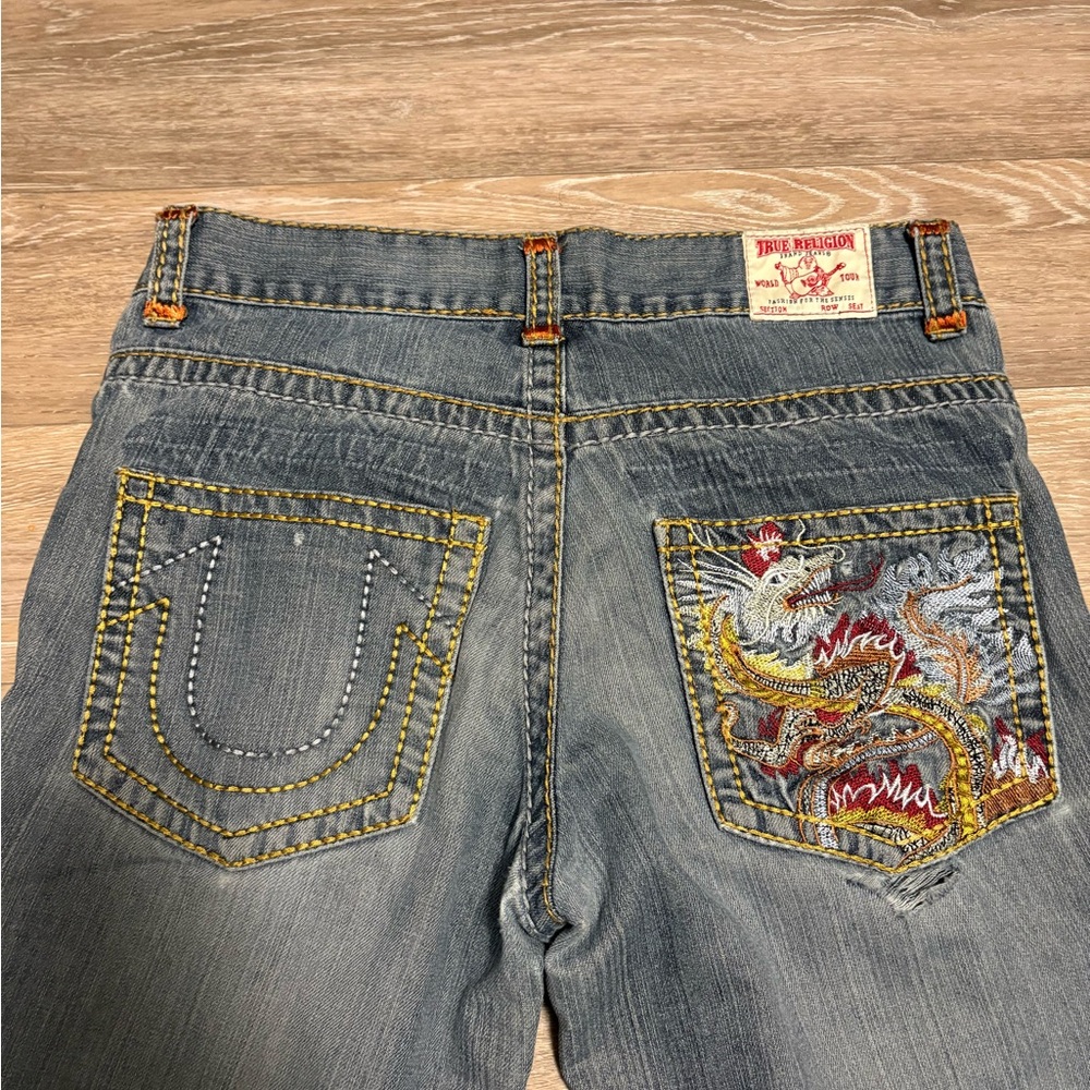 True Religion Women's Blue Jeans with Dragon Embroidery